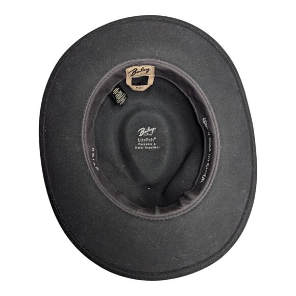 Bailey of Hollywood Briar Black Litefelt Wool Poet Outback Western Hat S - Picture 5 of 7